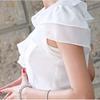 Short Sleeve Blouse Shirt Fashion Ruffles Ladies White Black Office Women