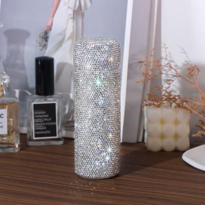 304 Stainless Steel Car Water Cup Shell Embedded with Sparkling Rhinestones, Leak Proof 150ml Gift for Women