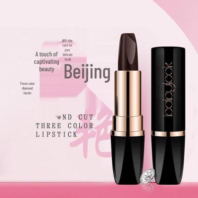 Three-Color Gradient Lipstick: Long-lasting, Transfer-proof, Moisturizing, Smudge-free, Brightening, and Stays Put.
