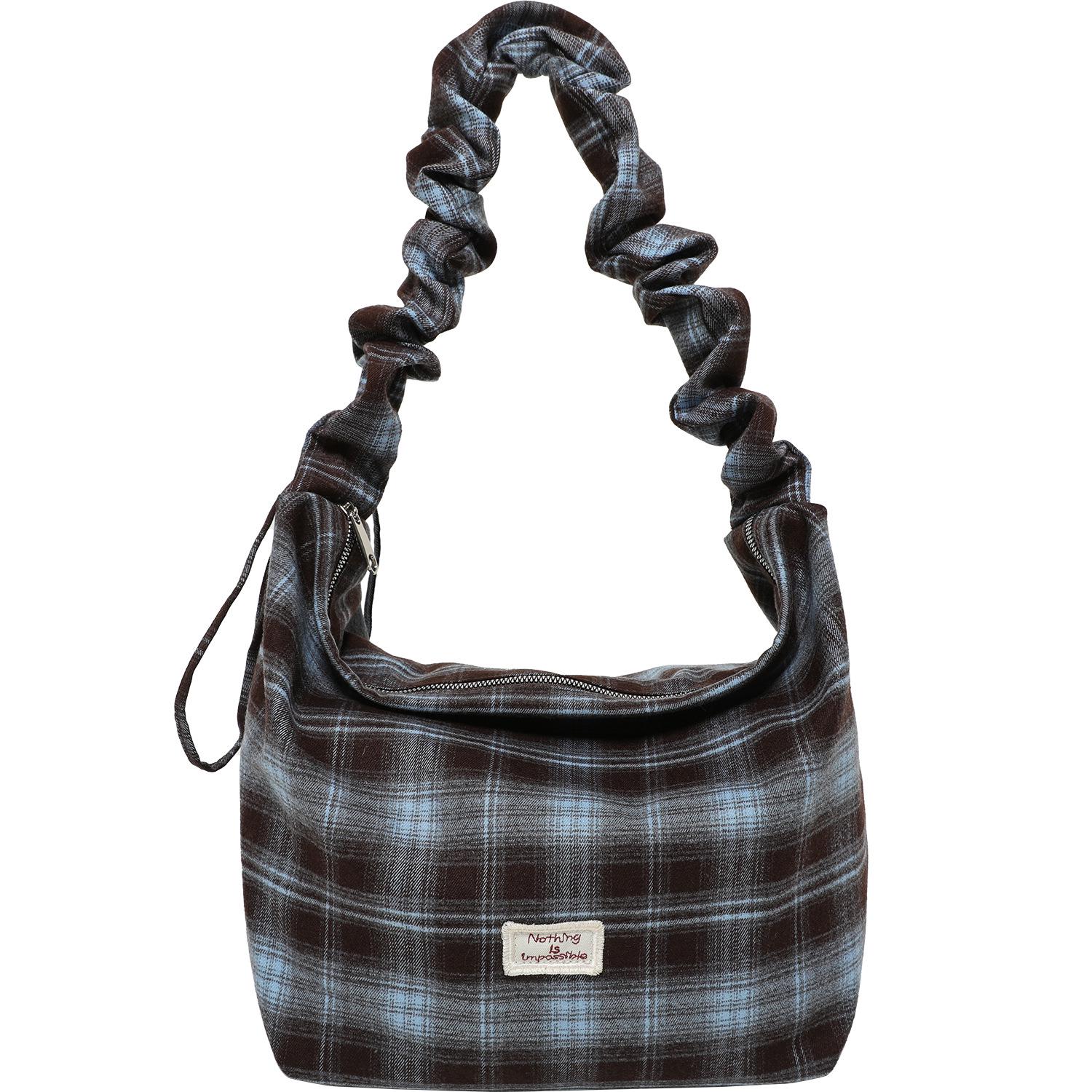 

2025 Women s Plaid Canvas Crossbody Tote - Korean Lazy Style for Autumn & Winter