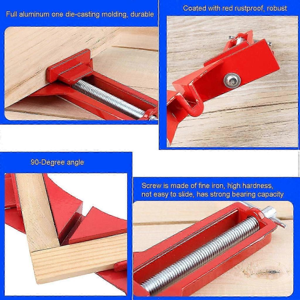 Winkelklemmen für Holzbearbeitung, Set mit 4 Stück, 90 Grad Rechteckklemme für Holzschweißvorrichtung, Bilder-Foto-Rahmen, Verstellbares DIY Handwerkerwerkzeug