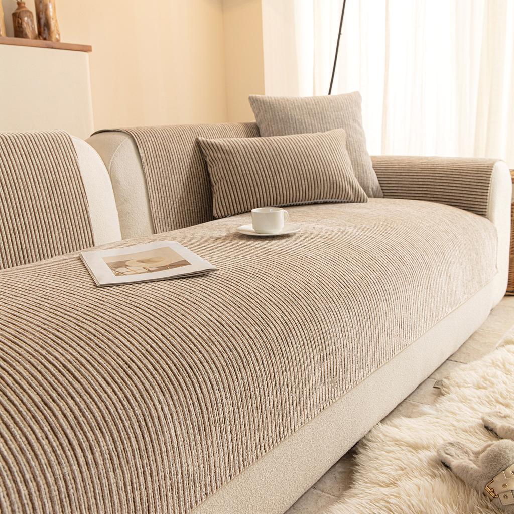 New Couch Protection Cover Sofa Mats Wear-Resistant Sofa Cover Simple Stripe Couch Pads Universal Dustproof Cloths Can Be Reused