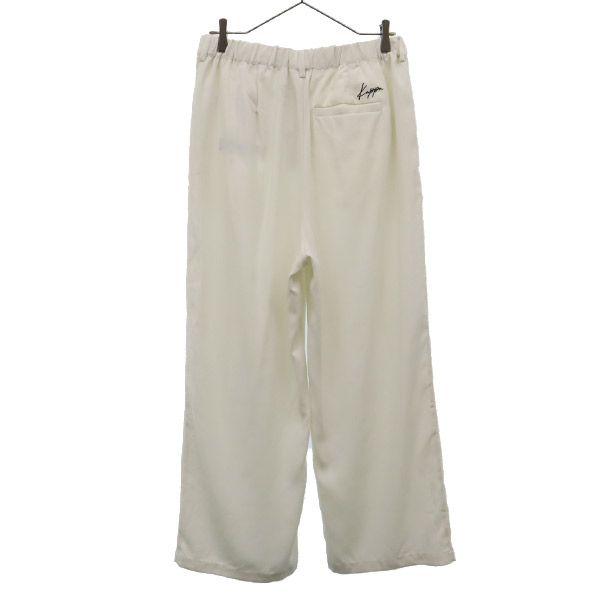 Kappa Logo Embroidery Wide Pants L Ivory Women Used