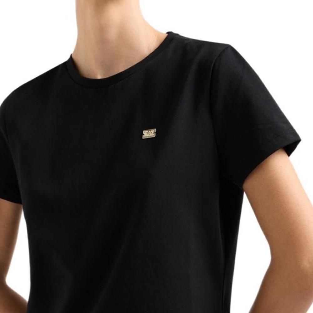 Emporio Armani Ea7 Solid Logo Plain Short Sleeve Dress Women dresses Black 7W000084-AF12484-UC001