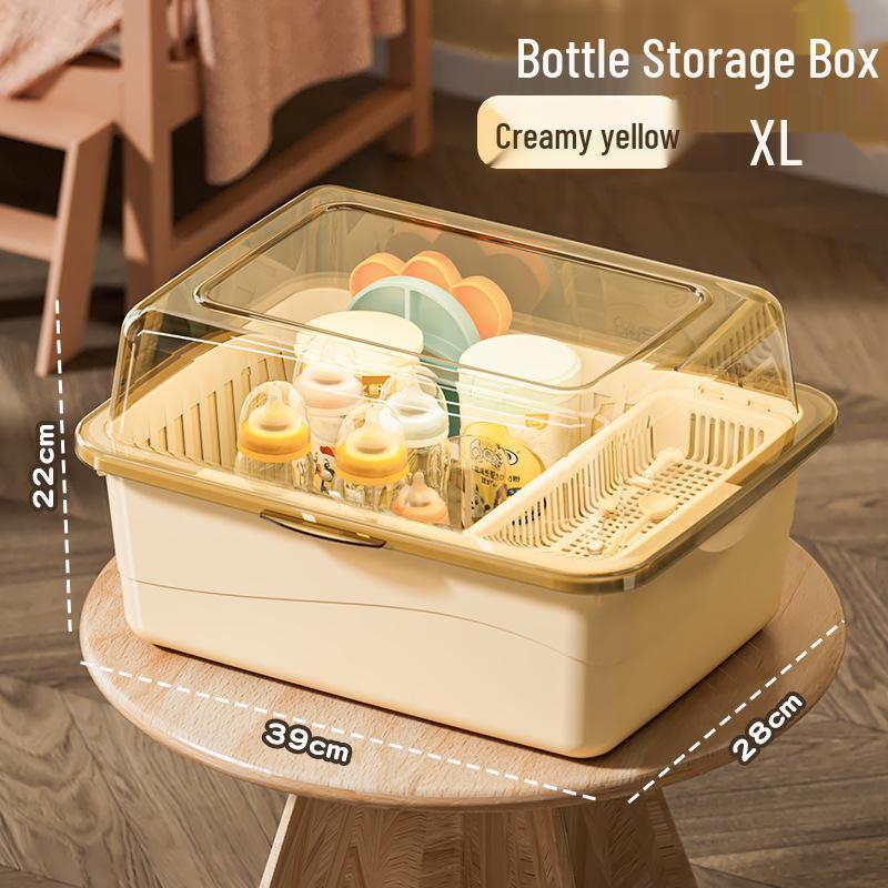 Dustproof Milk Bottle Storage Box with Lid - Baby Supplies & Toys Organizer
