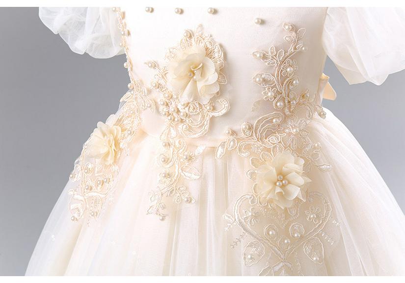 Girls' Formal Princess Festival Performance Wedding Dresses with Mesh and Trailing Fluff