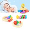 Babyrassel Massivholz Bunt Niedliche Form Leichter Griff Schüttelrassel Spielzeug für Früherziehung Halbrund