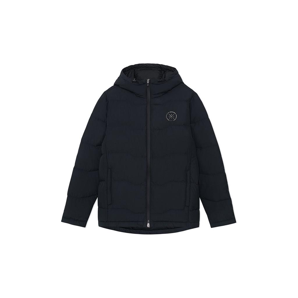Li-Ning Wade Series Letter Print Hooded Short Down Jacket Men Jacket Black AYMS259-1-YC