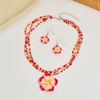 Polymer Clay Flowerwomen Jewelry Set Cute  Seaside Beach Colorful Flower Earrings Girls Sweet Beaded Chain Necklace Girl