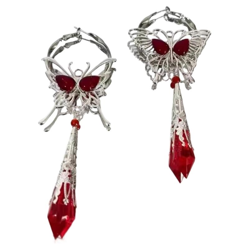 Alloy Gemstones Butterfly Shaped Earrings for Anime Fan Stylish Comfortable Jewelry Accessory Daily Wear 1