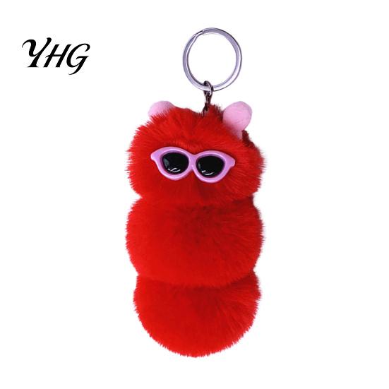 Soft Plush Keychain Sunglasses Caterpillar Keychain, Stuffed Keyring Pendant for Bag Decoration Bags & Car Keys, Decorative Backpack Purse Accessory