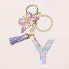 A-Z Letters Keychain Pendant Purple Butterfly Letter Keychain For Girls Women Exquisite Backpack Decoration Accessories Gifts