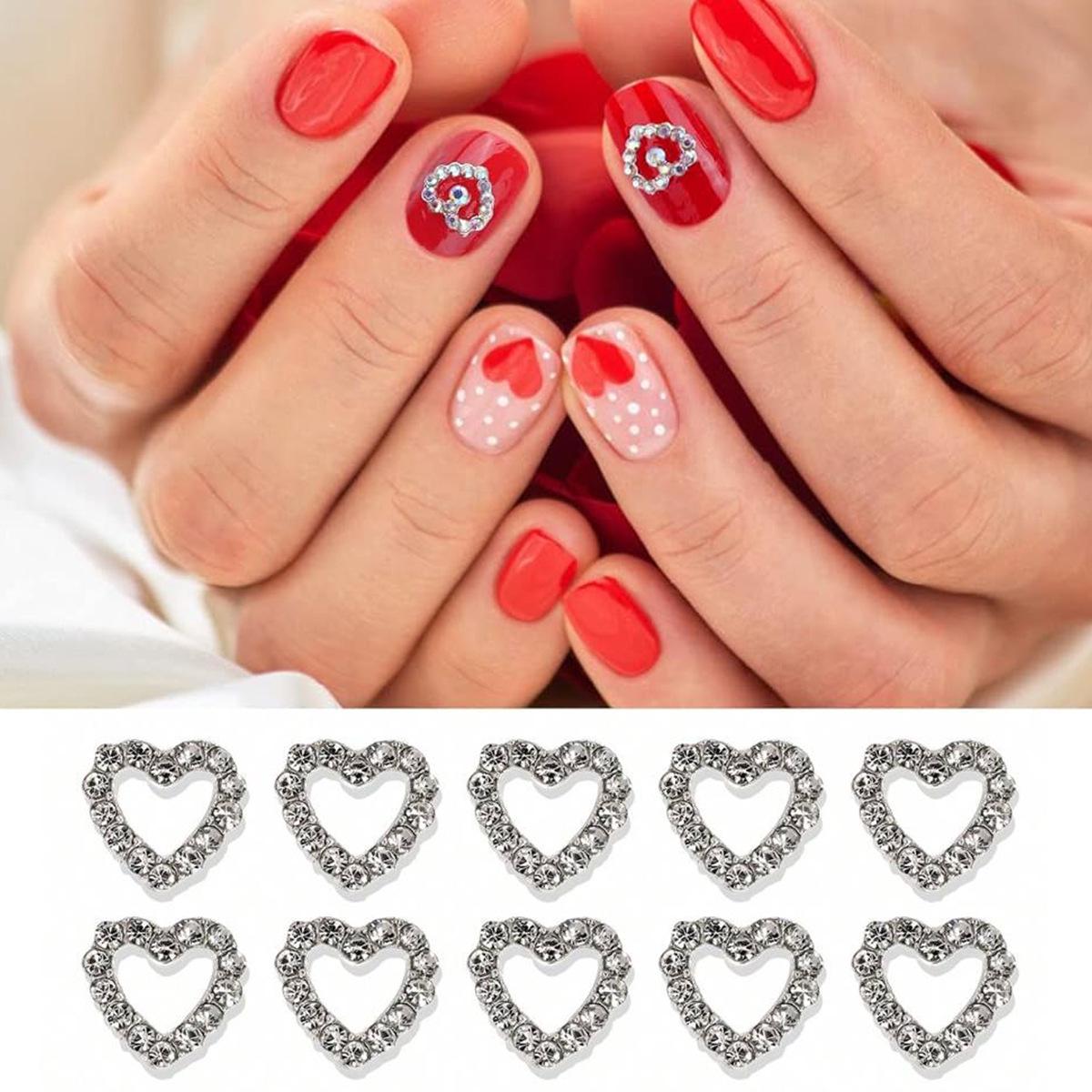 

Iridescent Heart Nail Art Stickers срібний
