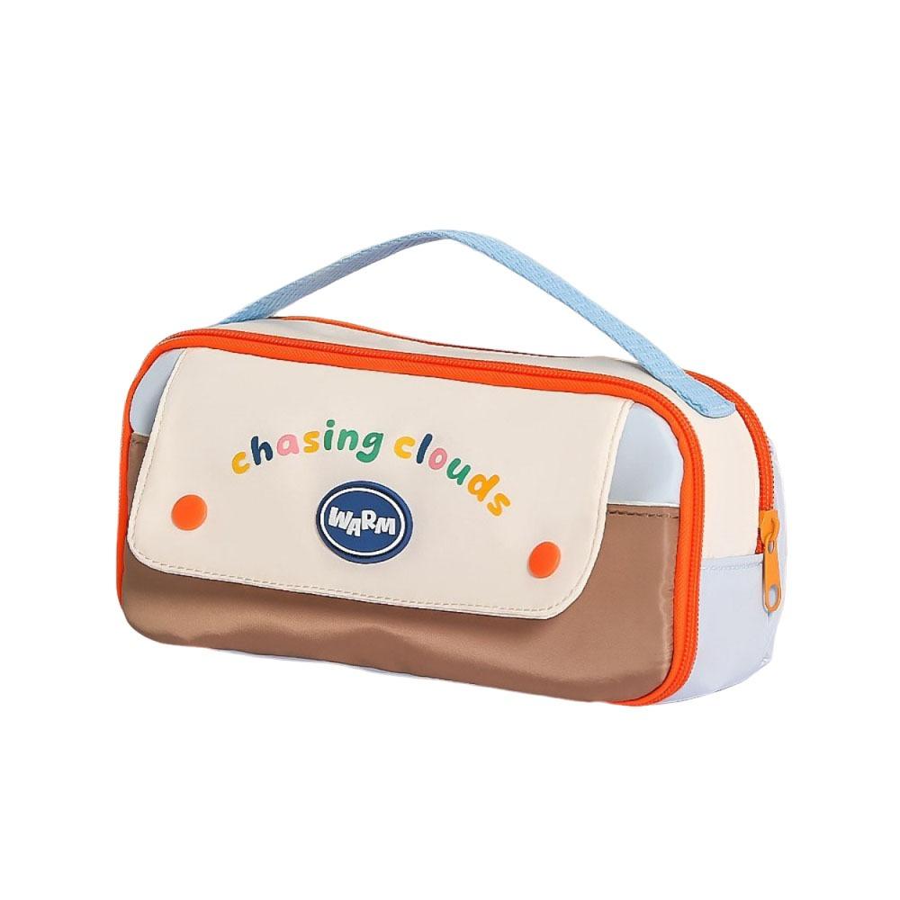 Large Capacity Contrast Color Pen Bag Five Layer Student Stationery Bag Pen Pounch  School Supplies синий