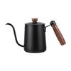 Bouilloire à Café en Acier Inoxydable 304 avec Bec Long Col de Cygne Capacité 600ML Théière avec Poignée en Bois Pour Contrôle Manuel des Gouttes
