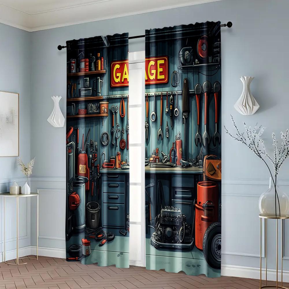 Set Of 2 Curtain Pattern Curtains Car Repair Polyester Without Rod Stuff Clearance Use Bedroom For Sleeping Area Made Machine Washable