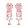 Estele Women's Shimmering Cubic Zirconia Mint Pink Stone Rose Gold Earrings