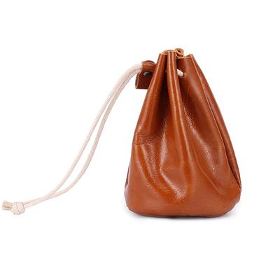 Whatna Doğal Kalın Sığır Derisi İpli Mini Takı Kulaklık Saklama Cüzdanı/Bozuk Para için Kullanışlı Orijinal Su