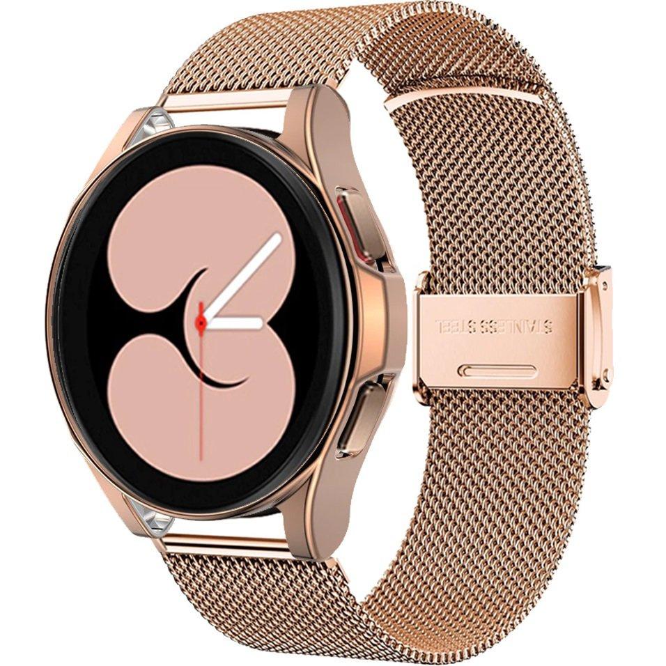Milanese Bracelet + Case with Screen Protector for Samsung Galaxy Watch 4 40mm, Rose Gold