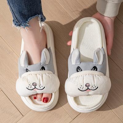 Fashion Women Slippers Cute Cartoon Cow Comfortable Platform Spring Couple Home Slippers Ladies Cotton Linen Indoor Slipper Wholesale