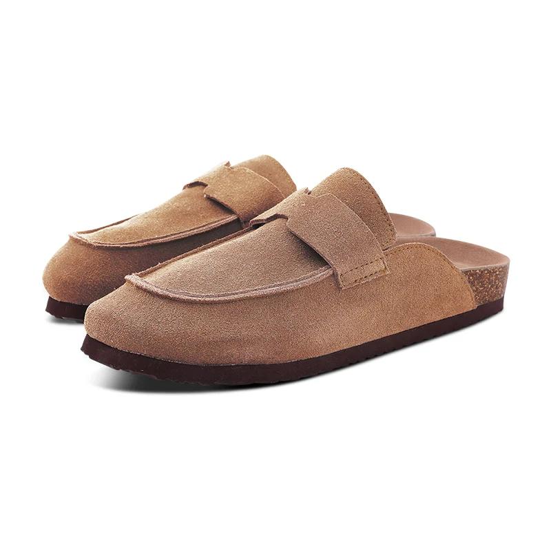 Fashion Crestar Fashion Clogs For Women Suede Leather Mules Slippers New Solid color Classic Antislip Cork Clogs Shoes With Arch Support