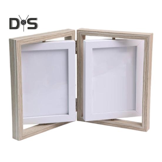 

Двойная фоторамка, вертикальная вращающаяся складная фоторамка с оргстеклом, деревенская настольная декоративная фоторамка для домашнего офиса L