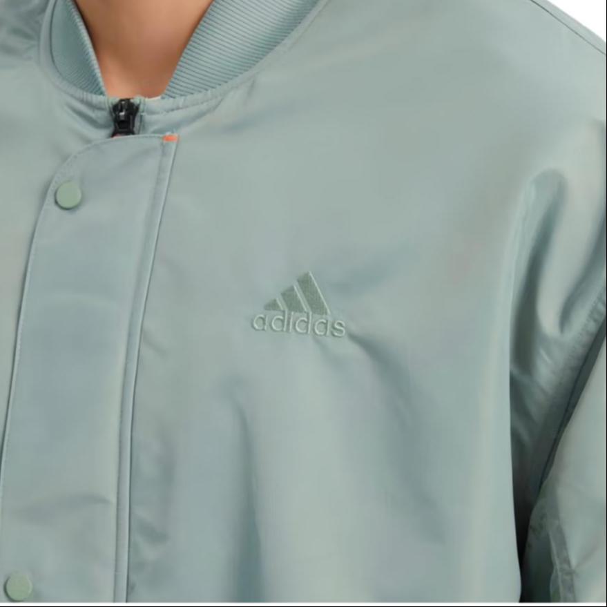 Adidas Reflective Print Fleece-Lined Bomber Jacket Unisex Jacket Silver Gray Green IK7679