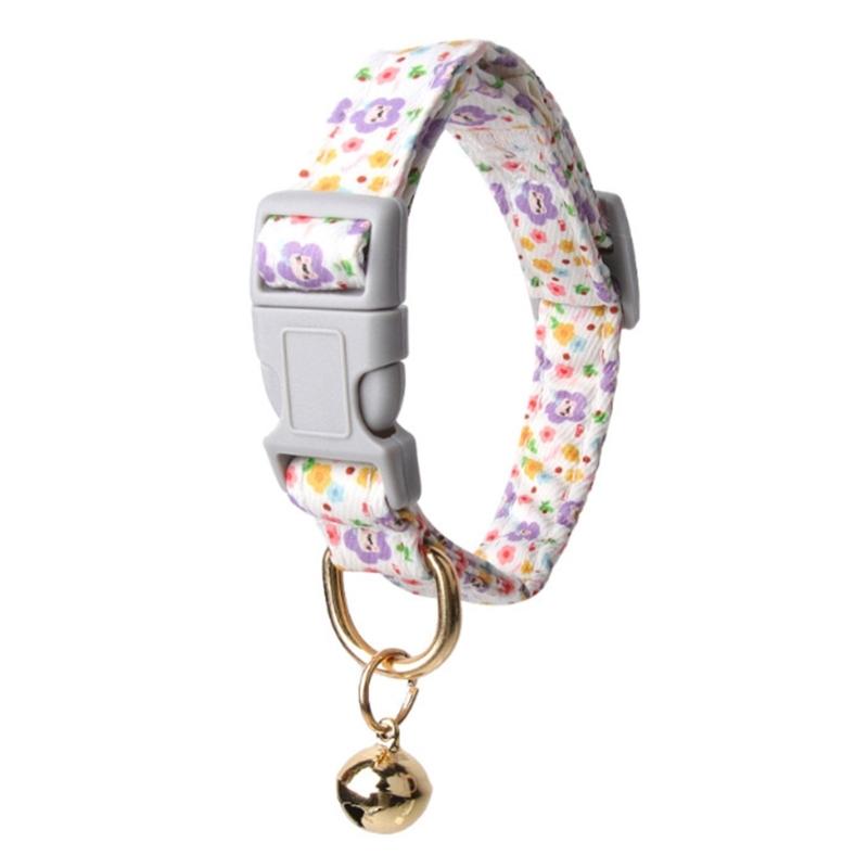 

Adjustable Dog Collar Nylon Flower Pattern Design Collar Quick Release Buckles Walking Collar for Pet Outdoor Safety