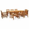 Garden Dining Set - EXCLUSIVE HOUSE - 9 Pcs - Solid Acacia - Padded Cushions - White
