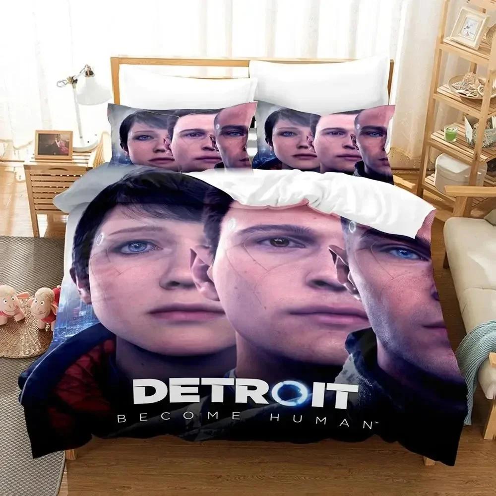

3D Print Game Detroit Become Human Bedding Set Duvet Cover Bed Set Quilt Cover Pillowcase Comforter King Queen Size Boys Adult 70x133cm 2pcs