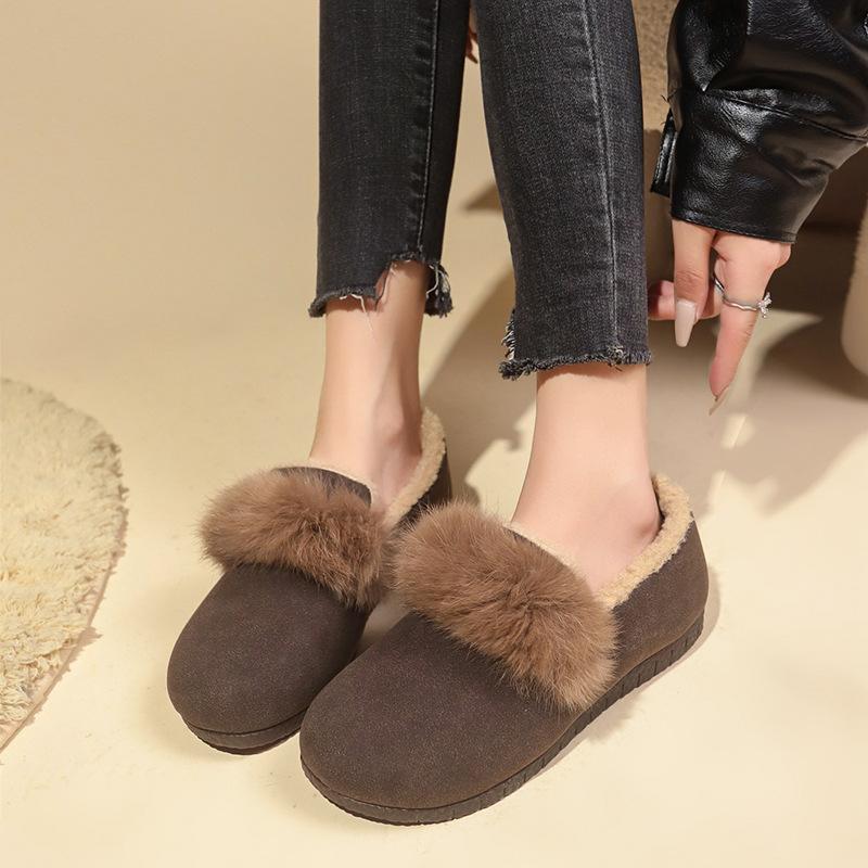 Women's soft elastic thick sole hairy mouth heightening winter fur one warm cold padded snow boots non-slip wear casual sports cotton boots