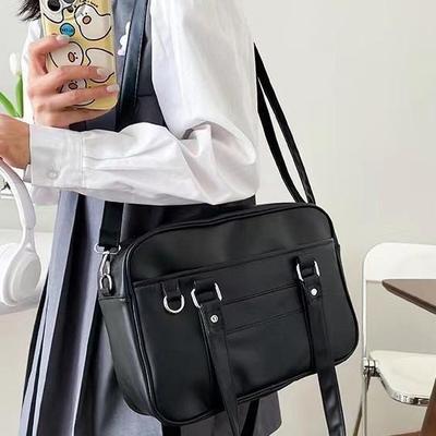 Japanese Academy Style JK Uniform Crossbody Bag – Solid Color PU Shoulder Handbag for Women and Students