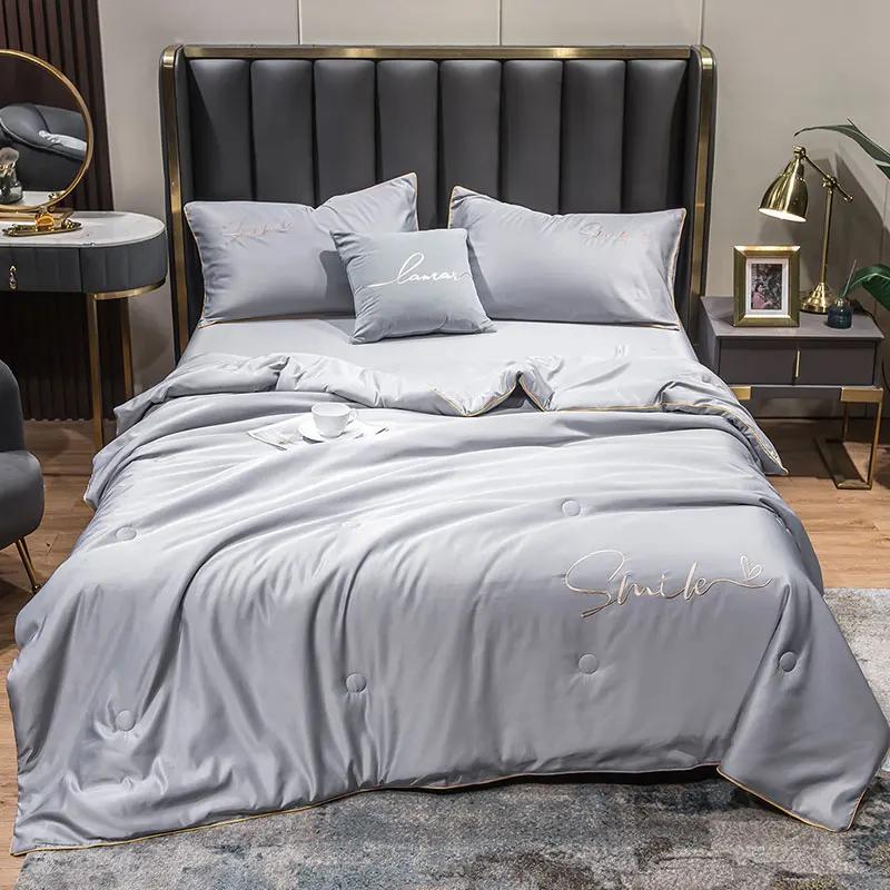 Summer Cool Quilt Silk Breathable Queen Quilts Air Conditioning Cool Blanket Bedspreads For Double Bed Bedding Pillowcase