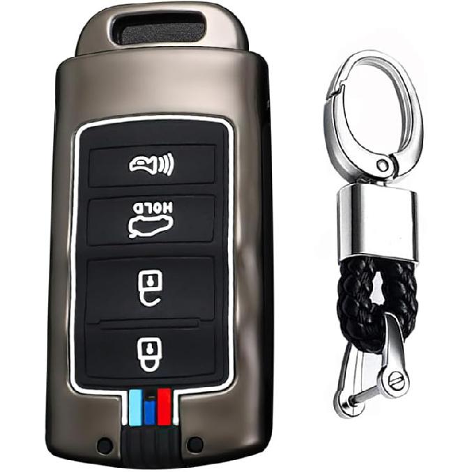 Key Fob Case Cover Fit for KIA Cadenza K9 K7 Key Keychain Key Housing Key Accessories Protector 4 Button Black A keychain-Black