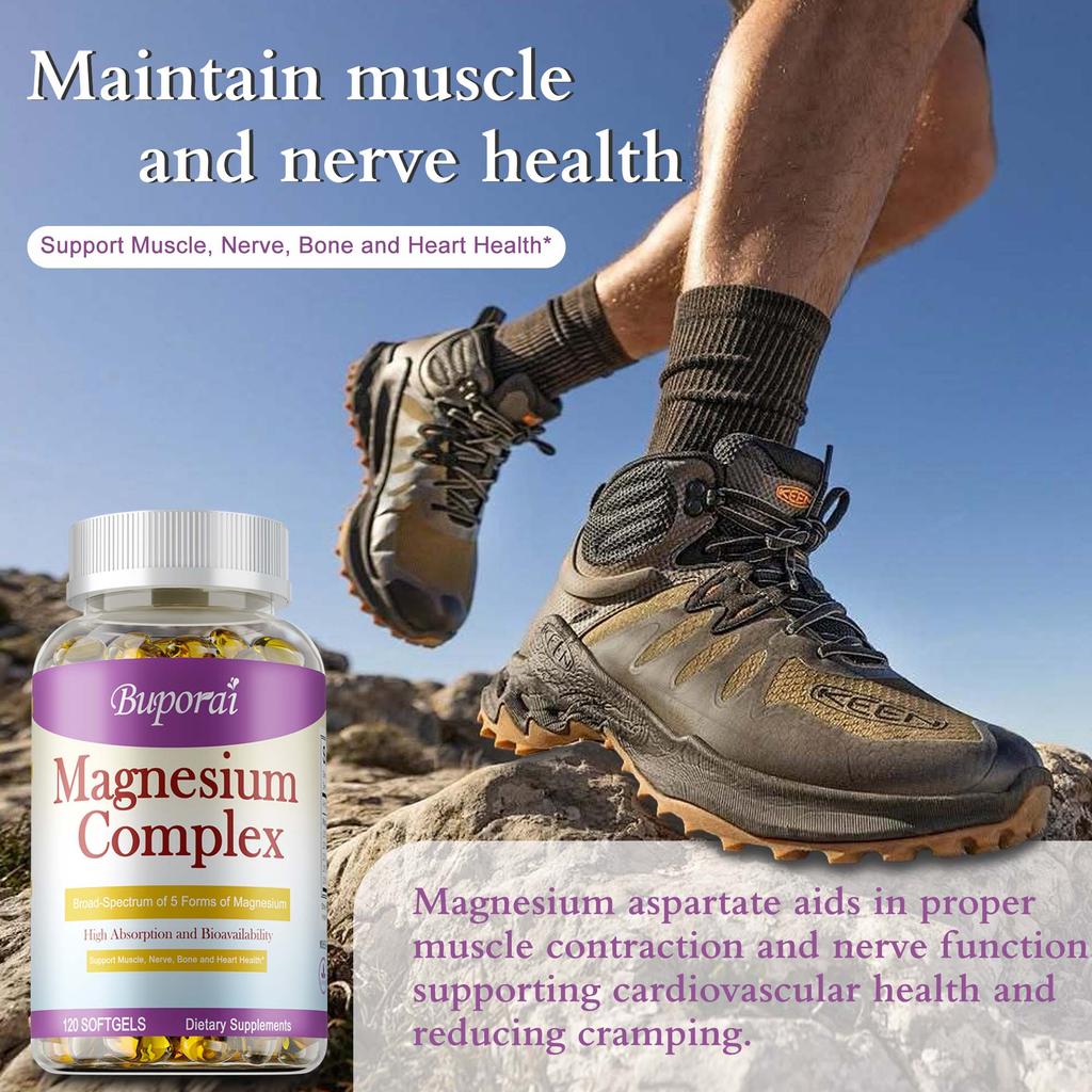 Capsule Complesso di Magnesio, Integratore Multimagnesio, Rilassamento Muscolare, Salute delle Ossa, Integratore Alimentare