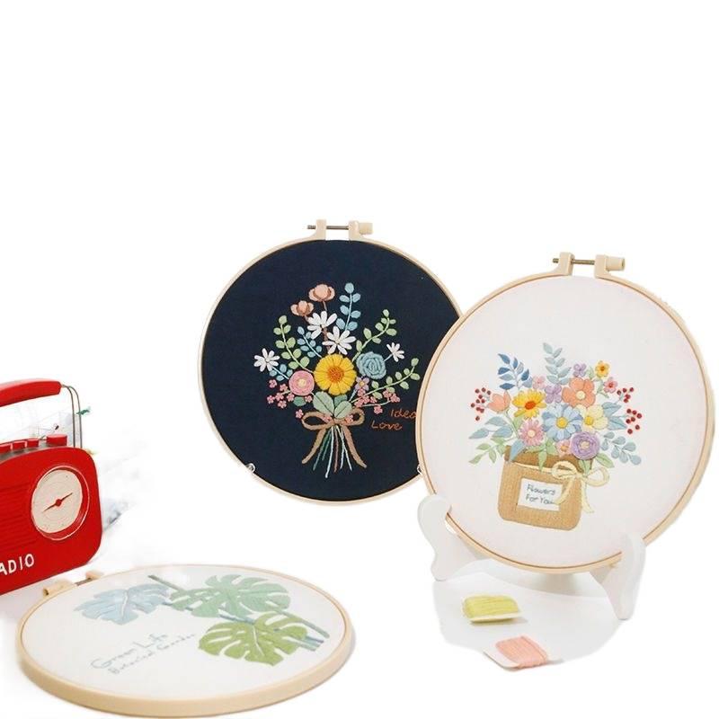 Beginner's Hand Embroidery Kit: Create Su Embroidery, Punch Needle, Ribbon Embroidery, and Cross-Stitch Items.
