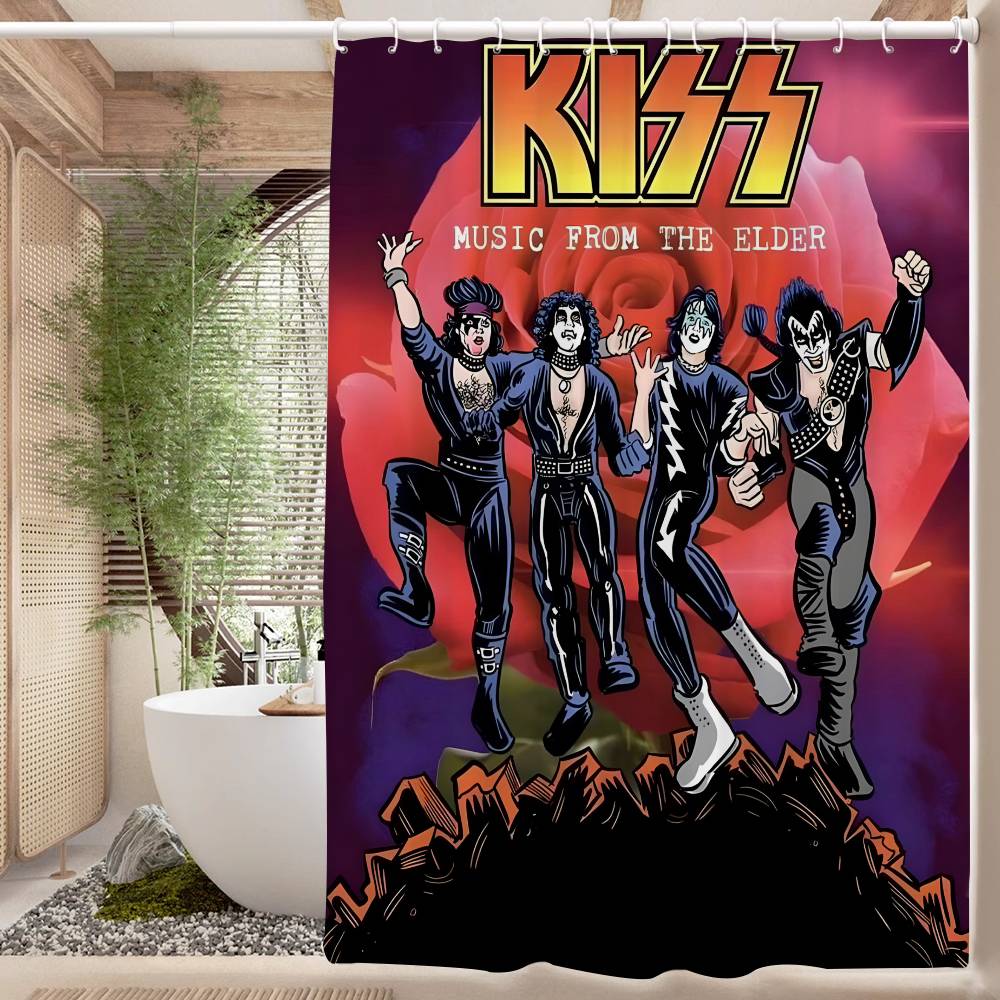 Duschvorhang mit K-Kiss-Bandmuster, blickdicht, wasserdicht