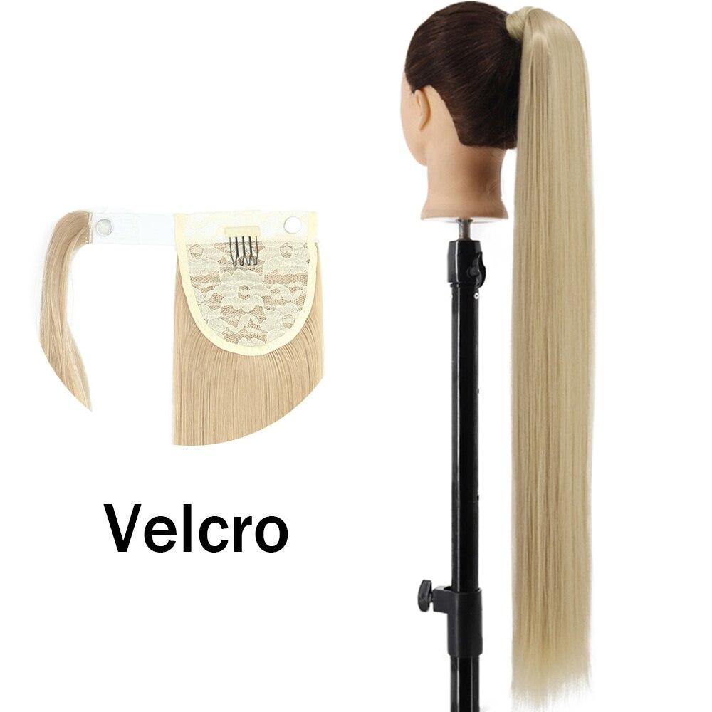 XINRAN Peluca de Cola de Caballo Recta Super Larga para Mujer Colorida Lazo Velcro Extensiones de Cabello Sintético Resistente al Calor Cola de Caballo