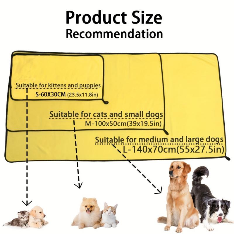 

Super Soft Absorbent Yellow Pet Towel - Quick-Drying For Cats & Dogs, 3 Sizes Available, Ultra Absorbent Grooming Essential M-50x100cm(39x19.5in