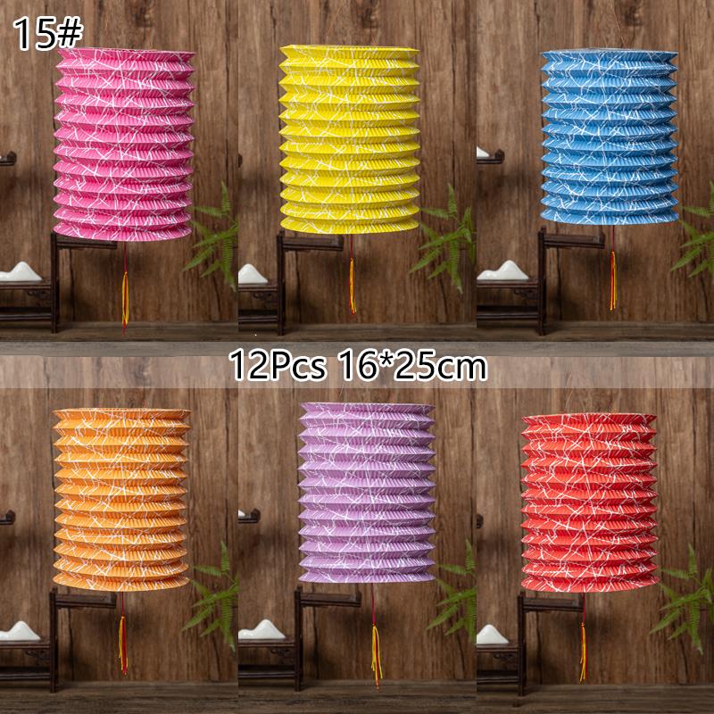 10/12Pcs Chinese Style Traditional Mid-Autumn Festival Hanging Paper Lantern Organ Design Spring Festival Decor New Year Lantern