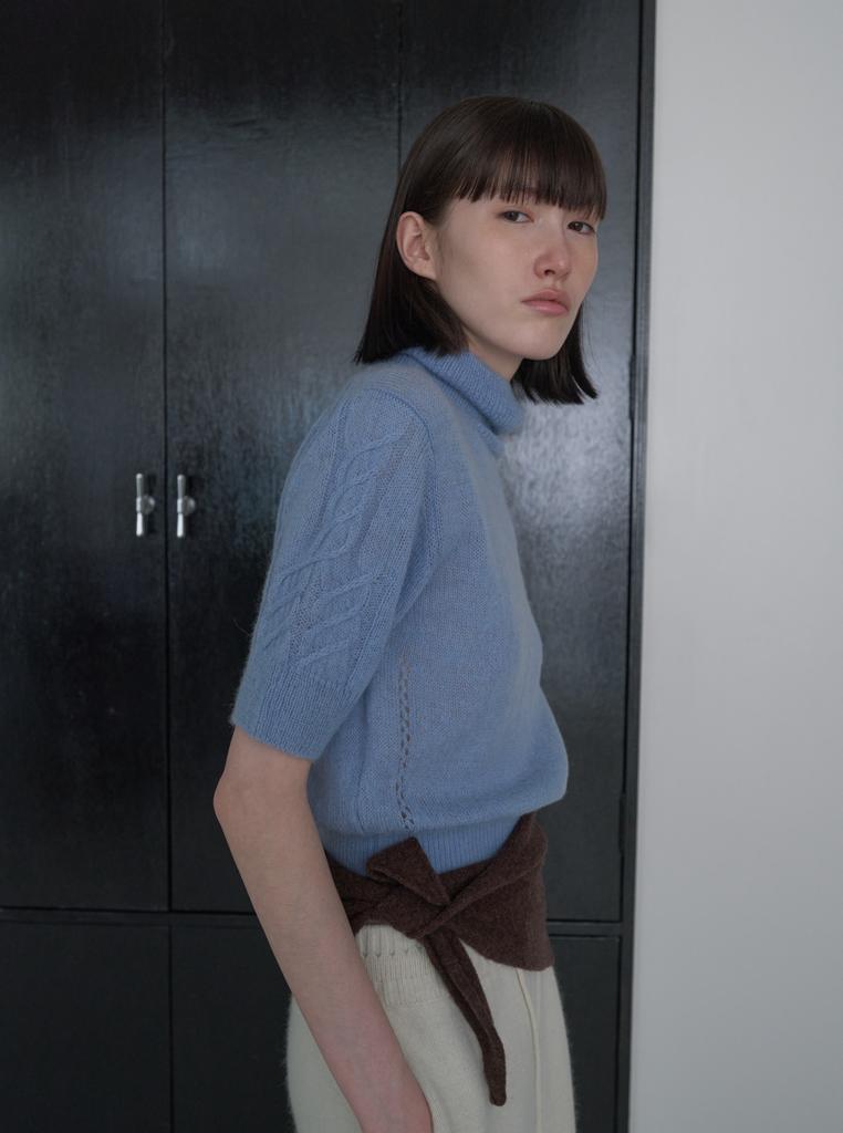 Diito Alpaca Half-Sleeve Turtleneck [Blue]
