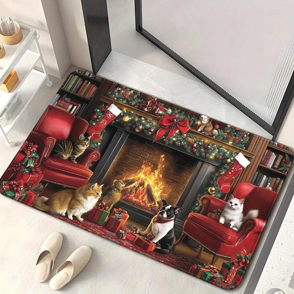 

Santa Claus Christmas Doormat Festive Style Practical Winter Doormat for Indoor and Outdoor Front and Back Doors 40x60cm