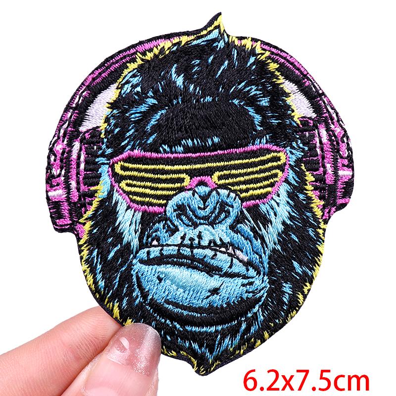 

Патч Король Медведь Курящая Обезьяна/Мышечное Животное Вышитые Патчи На Одежду Панк/Рок Патч Пришивные Патчи Для Одежды Сделай Сам