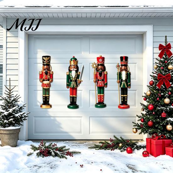 Holiday Party Magnets 4Pcs Christmas Nutcracker Magnetic Decoration for Garage Door, Festive Vintage Soldier Fridge Magnet, Waterproof Dcor