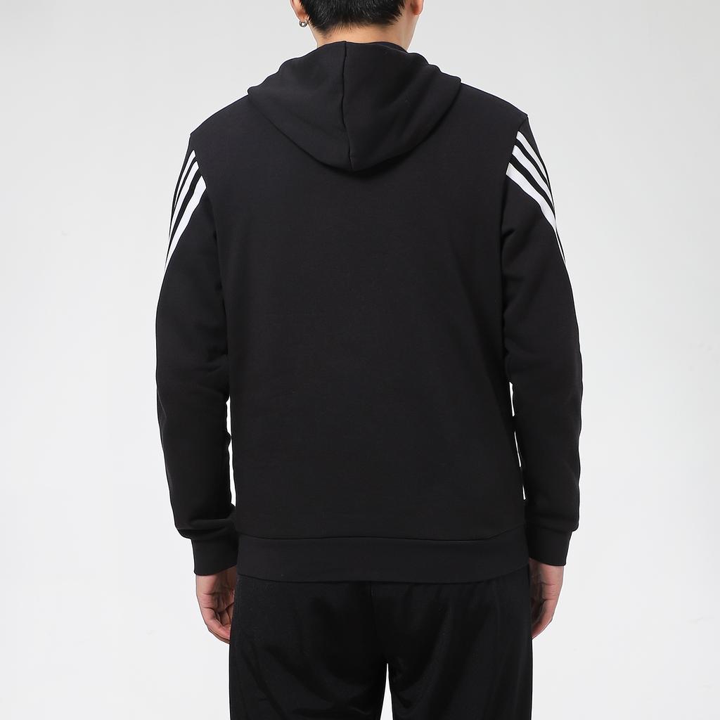 Adidas 3-Striper Tape Full-Zip Strikket Løpe Trenings Hettejakke Menn Overbekledning Svart GM6895