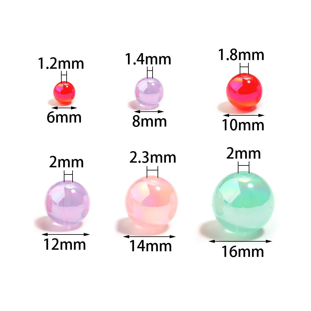 20-100pcs Jelly Color Acrylic Beads Plated Color Round Loose Spacer Beads For Jewelry Making DIY Bracelet Necklace Accessories