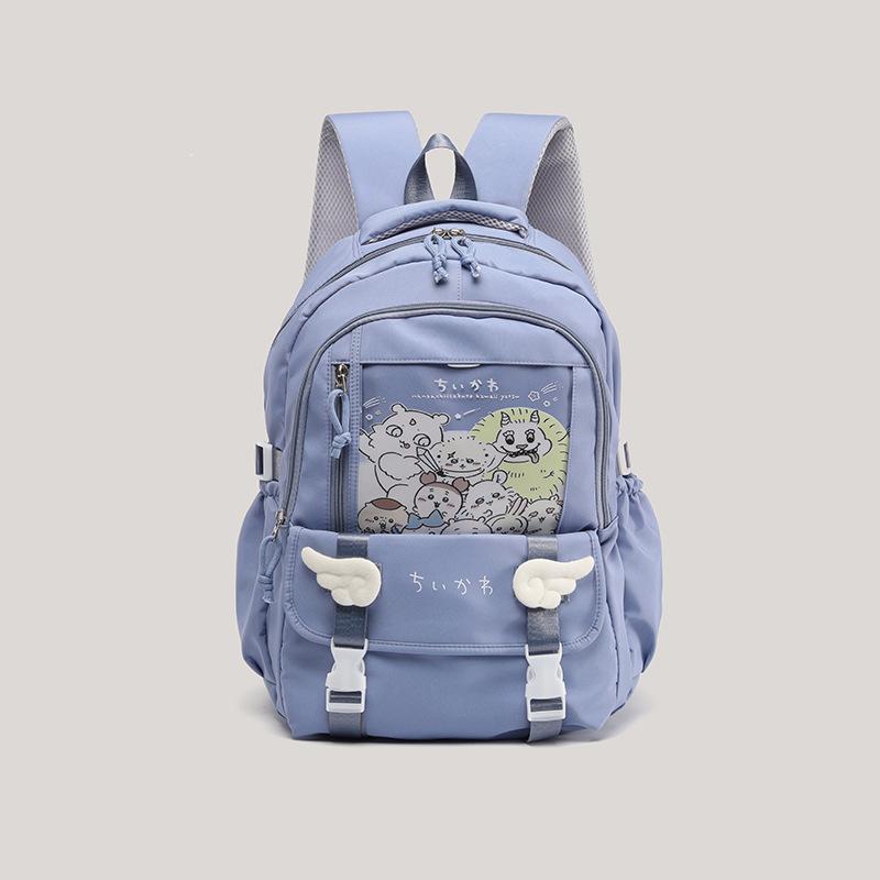 

Двухплечевой студенческий рюкзак, Большая вместимость, Сумка для боли, Рюкзак для студенток средней школы и колледжа синий