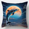 Dolphins In Oceanic Scenes Pillow Covers Pattern Cushion Cover Suitable for Sofa Bedroom Car Pillow Cover