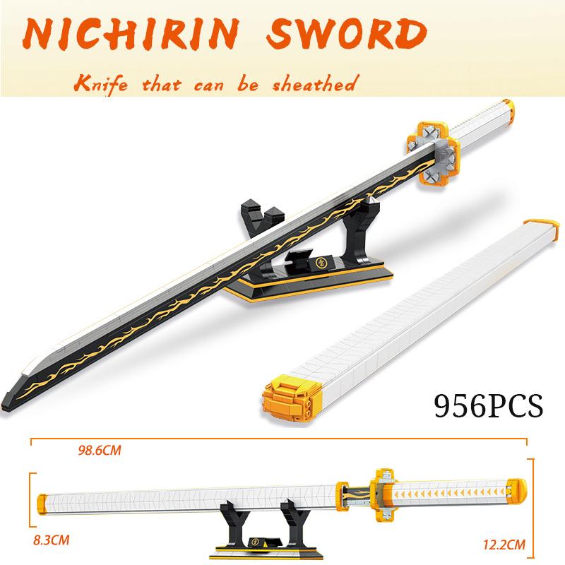 Demon Slayer Onemoc Piece Katana Luminous Sword Building Blocks Diy Model Educational Toy Assembly Weapon Toy Brick For Children