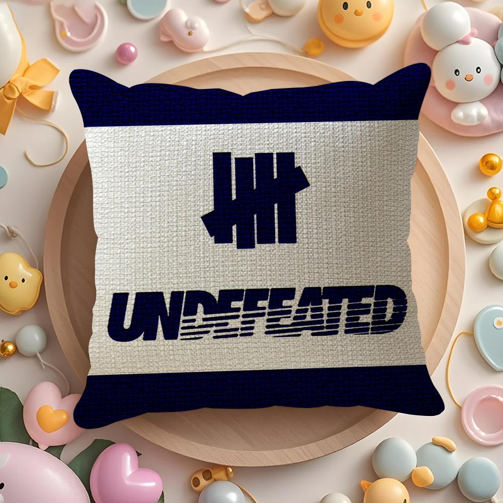 U-Undefeated Trend Cushion Cover Natural Linen Organic Fabric Double-Sided Printing Sofa Home Decor Gift Pillow Case
